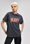 Logo Printed Dark Gray T-Shirt Oversize / Wide Cut 1600843-82185