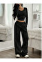 Women's Black Plus Size Oversize Loose Cut Flexible Comfortable Fabric Sweatpants - 5