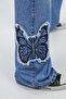 Y2K Blue Snow Wash Butterfly Embroidery Pattern Baggy Oversize Pants - 8