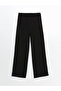 Wide Leg Women's Trousers with Elastic Waist - 5