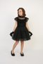Girl's Black Polka Dot Print Tulle Dress with Sleeves 23 April 29 October Show Outfit - 5