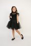 Girl's Black Polka Dot Print Tulle Dress with Sleeves 23 April 29 October Show Outfit - 4