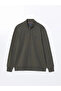 Southblue Khaki Stand Collar Long Sleeve Men's Sweatshirt