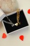 Lettered Steel Lover - Couple and Double Bracelet, Heart Friend Bracelet - 3