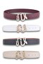 Snake Print Silver Buckle Black Thin Women's Belt Vosdk 0024101 - 6
