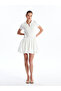 Lcw Vision White Polo Neck Plain Short Sleeve Knitwear Dress
