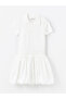 Lcw Vision White Polo Neck Plain Short Sleeve Knitwear Dress - 5