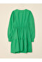 Green Double-Breasted Collar Straight Long Sleeve Poplin Dress - 8