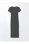 LCW Crew Neck Striped Short Sleeve Women's Bodycon Dress - 5