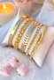 Gold Color 5-Piece Women's Bracelet Set with Waterway and Fish Back Detail