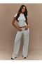 Gray Stretchy Loose Fitting Baggy Women's Sweatpants - under Pants Tessetür Gi̇626