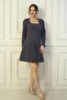 Women's U Neck Short Crepe Dress - 2