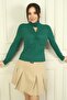 Women's Lycra Blouse with Front Window and Knot Detail - 2