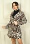 Women's Side Pocket Waist Belt Lined Leopard Print Trench Coat - 3