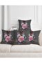 Modern Designed Gray Floor Floral Patterned 4-Piece Digital Printed Gift Pillow Throw Pillow Cover