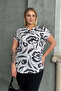 Plus Size Short Sleeve V-Neck Print T-Shirt 97-83 - 2