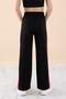 Black Garnished Wide Leg Girl's Elastic Waist Sweatpants 20198 - 5