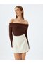 Slim Fit Long Sleeve Off-The-Shoulder Plush Sweater - 2