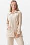 Wide Fit Velvet Tunic Tracksuit Set - Beige - 3
