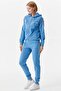 Glitter Knit Detailed Hooded Tracksuit Set - Blue - 4