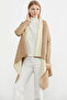 Double Color Long Knitwear Poncho - Sand - Cream - 6