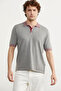 Polo Neck Short Sleeve Knitwear T-Shirt - Gray - 2