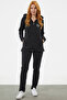 Hooded Tracksuit with Quilted Detail - Black