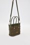 Khaki Embossed Diamond Pattern Handbag - 2