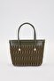 Khaki Embossed Diamond Pattern Handbag - 5