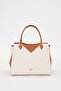 Cream - Camel Double Hidden Eye Handbag - 2