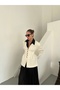 Ecru Black Buttoned Design Stamp Jacket - 7