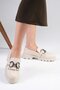 Suzi Beige Color Thick Soled Women's Loafer Shoes - 2