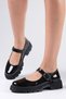 Cyntia Black Color Patent Leather Thick Soled Women's Ballerina Loafer Shoes - 6
