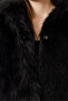 Women's Black Collared Faux Fur Lined Coat 38120 60251969 - 5