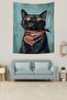 Retro Artistic Intellectual Cat Cures Cats Stain Resistant Wall Cover Wall Tapestry Tapestry - 3