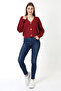 Women's Burgundy Price Advantageous Buttoned Knitwear Cardigan - 2