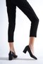 Genuine Leather Black Pointed Toe Casual Women's Heeled Shoes - 4