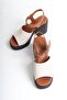 Genuine Leather Cream Tan 10 cm Platform Orthopedic Single Strap Women's Sandals - 2