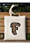 Leopard Letter F Patterned, Y2 Pinterest Retro Cloth Bag Tote Bag, Gift Bag - 2