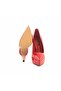 Women's Patent Leather Microlight Sole Red Shiny Heeled Shoes - 5