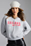 Daleska Women's Organic Cotton Soft Front Cutout Printed Round Neck Grimelange Sweatshirt - 4