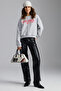 Daleska Women's Organic Cotton Soft Front Cutout Printed Round Neck Grimelange Sweatshirt - 5