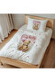 Single 100% Cotton Satin Duvet Cover Set (160X220 cm) Pink Balloon Teddy Bear