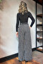 Black Women's Winter Snowflake Patterned Pleat Detailed Belted Palazzo Trousers - 4