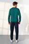 Men's Green Sweatshirt Navy Blue Jogger Tracksuit Pajama Set 25K4549 - 2