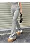 Waist Folding Elastic Flare Flare Leg Panlalon, Waist Folding Gray Leggings - 3