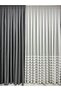 Meyra Glossy Cotton Gray Background Curtain 1/3 Close Pleat - 2