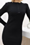 Women's Zippered Corduroy Dress - 5