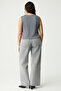 Katerbb Women's One Shoulder Knot Detail Sleeveless Gray Plus Size Blouse - 6