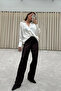 Women's Loose Pants with Elastic Waist and Sequins - Burgundy - 7